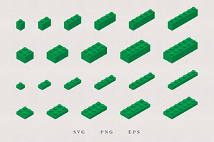 Plastic Bricks Set - Green