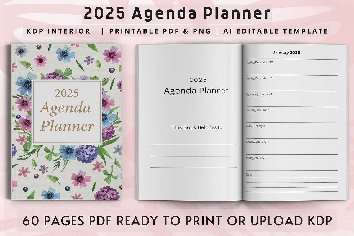 2025 Agenda Planner, a Print Template by Book2bees (Photo 1 of 4)