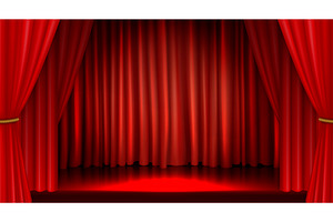 Theater stage with red curtains and, an Illustration by art PVP - market