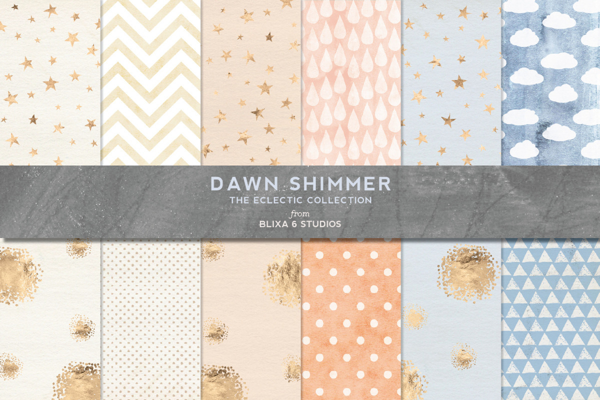 Shimmery Gold & Watercolor Patterns, a Pattern Graphic by Blixa 6 Studios (Photo 1 of 6)