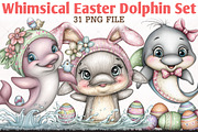 Whimsical Easter Dolphin Clipart Set, an Animal Illustration by RobertsArt (Thumbnail 1 of 6)