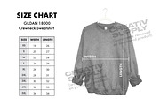 Size Chart Sweatshirt Gildan 18000, a Hoody Mockup by creativsupply (Thumbnail 1 of 4)