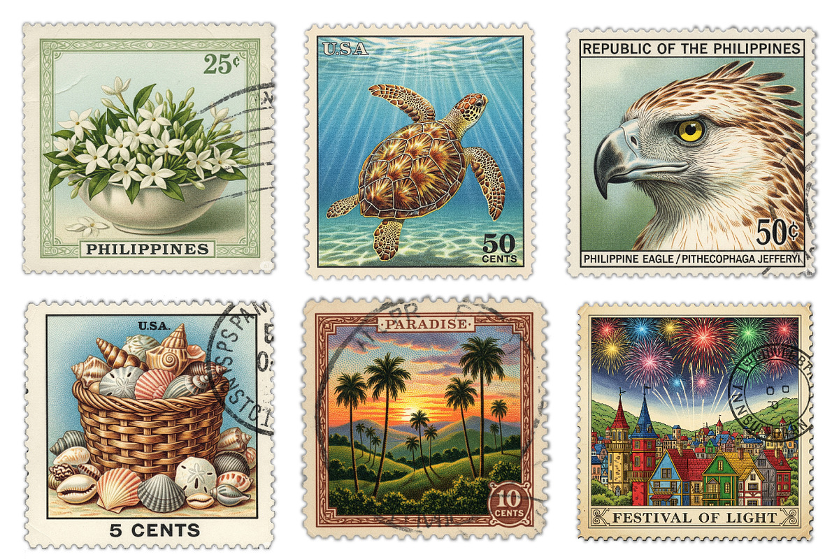 Philippines Postage Stamps Clipart, an Illustration by Dream Creation (Photo 2 of 6)