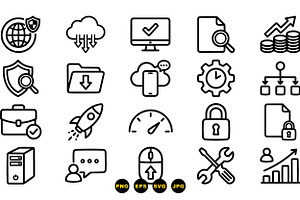 Minimalist Technology Icon Set, an Illustration by designvectx