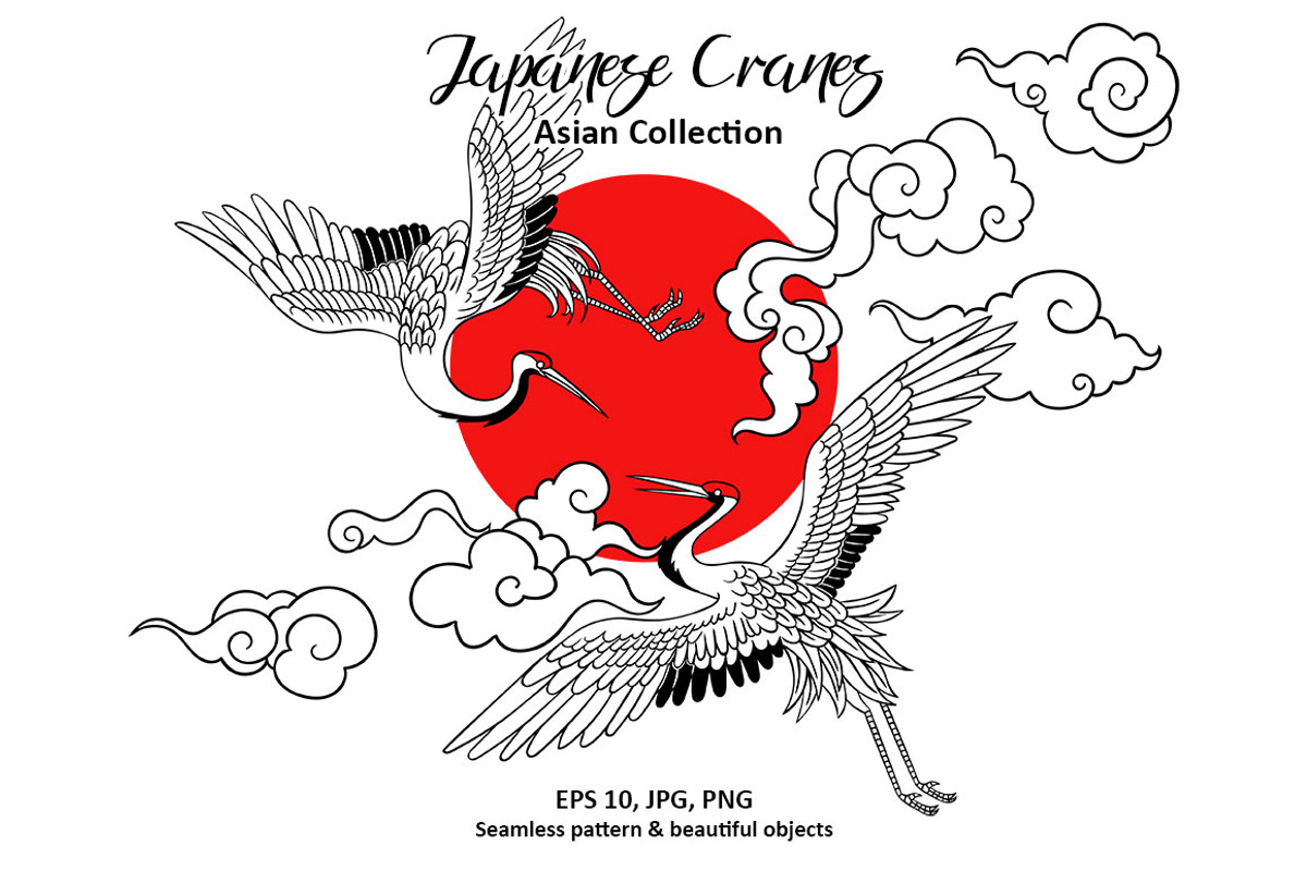 Japanese Cranes. Asian collection., a Pattern Graphic by Anastasia (Photo 1 of 11)
