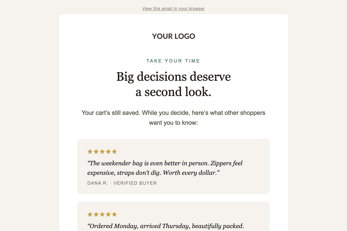 Mailchimp Abandoned Cart Templates, an Email Template by Art Club (Photo 3 of 4)