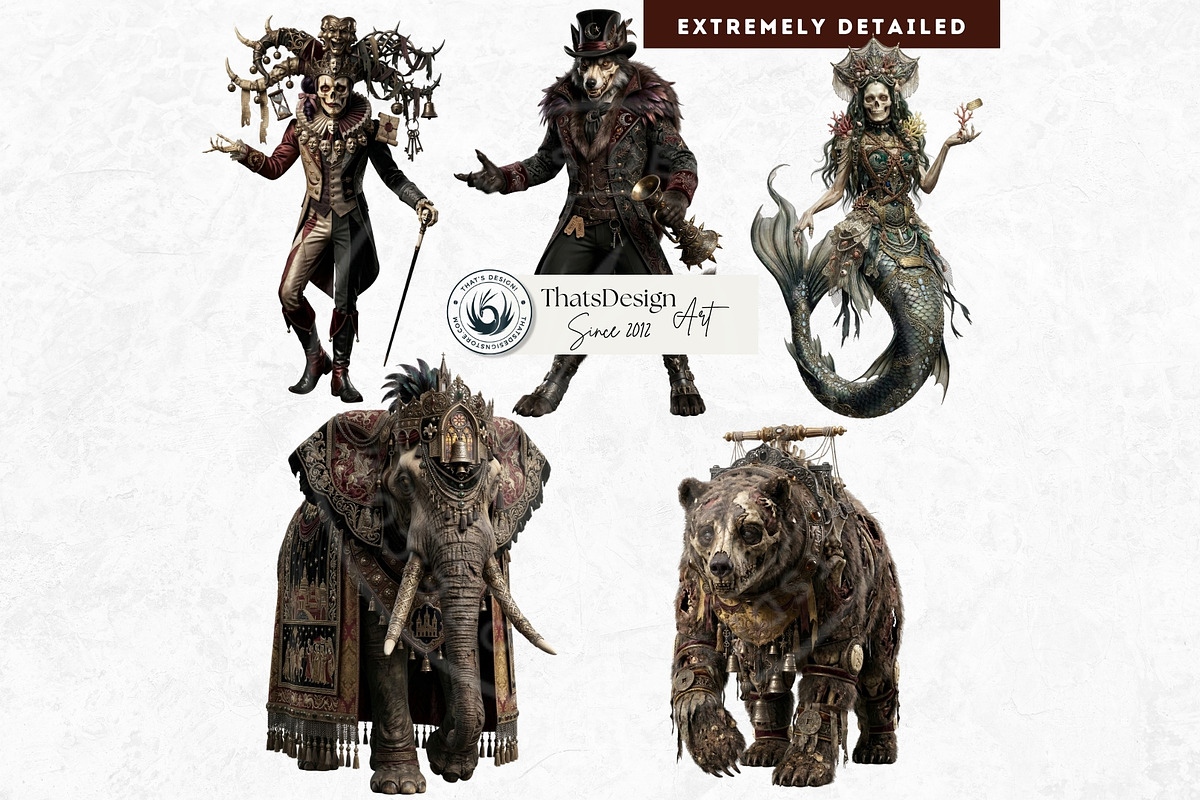 The Bone Circus Characters Cliparts, a Decorative Illustration by ThatsDesignArt (Photo 10 of 11)