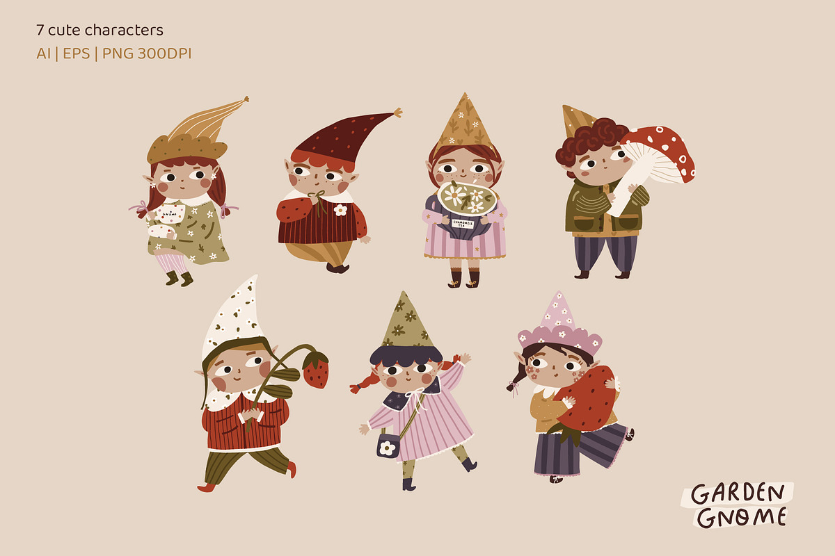 Garden Gnome - Hand drawn clipart, a Person Illustration by avdnadi (Photo 4 of 11)