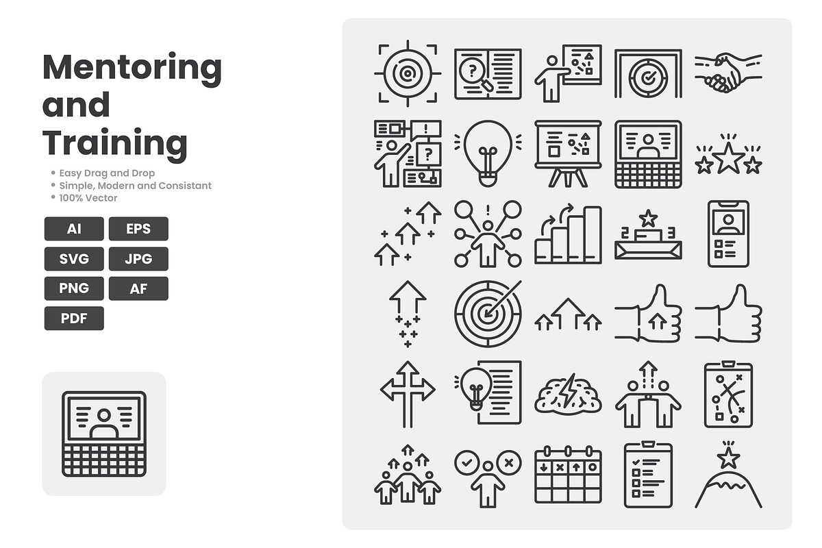 Mentoring and Training Icons, an Outline Icon by erifqizeicon (Photo 2 of 3)
