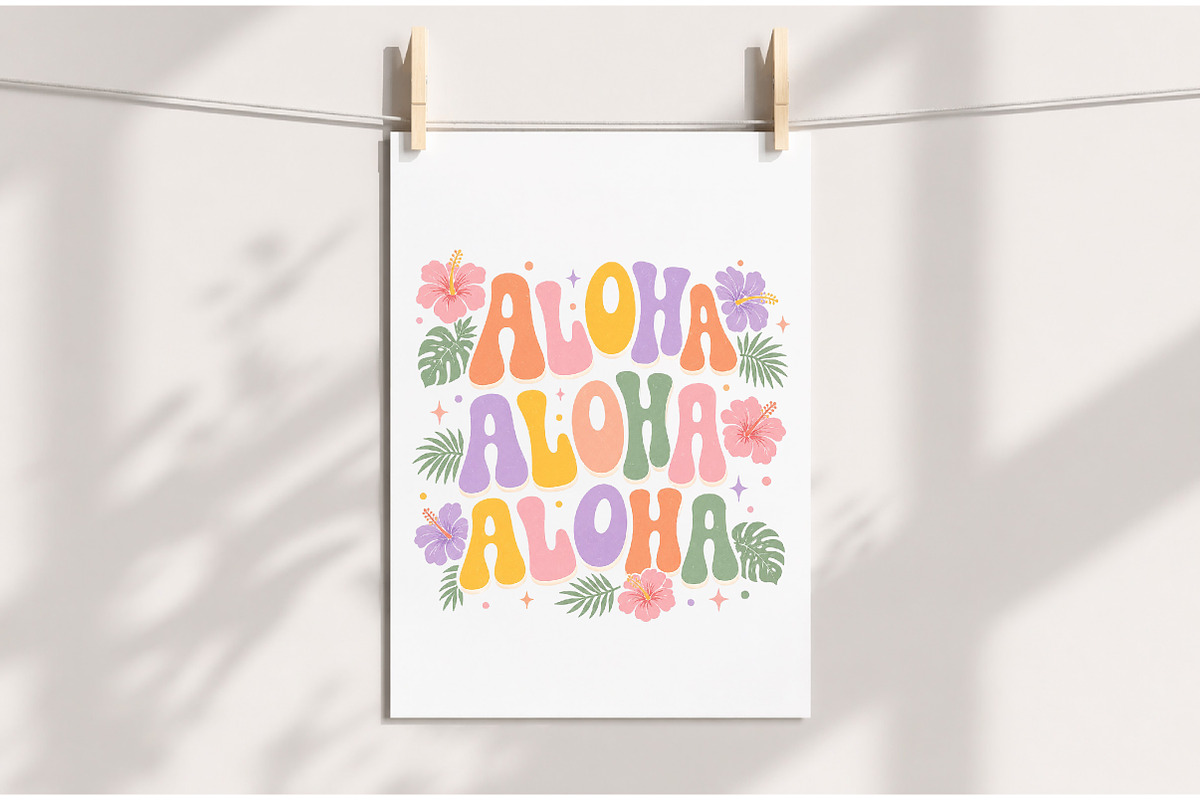 Boho Retro Aloha Aloha Summer PNG, an Illustration by Dream Creation (Photo 3 of 7)