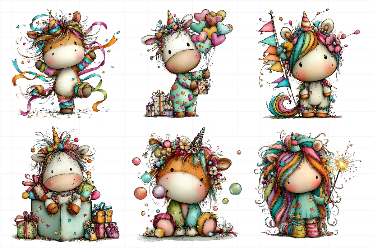 Whimsical Birthday Unicorn PNG Clipa, an Illustration by Daily.Designs (Photo 5 of 7)
