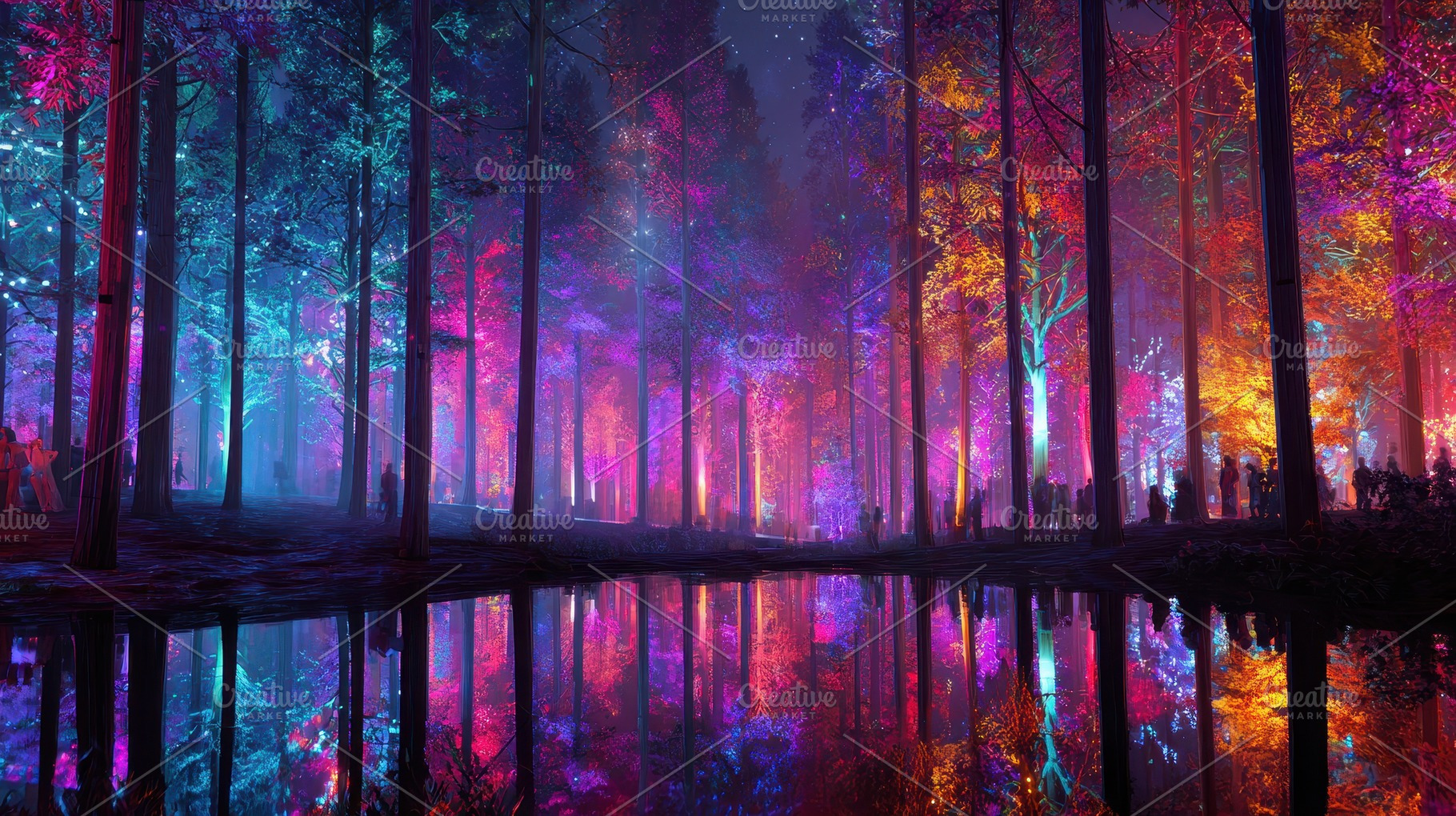 Magical forest illuminated by glowin, a Photo by Pavel_design