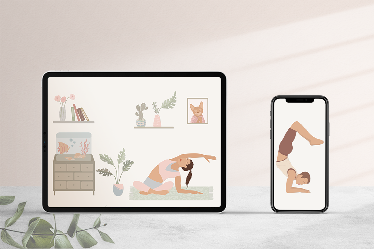 Family Yoga 2 Illustration Set, a Sport Illustration by Irena Art (Photo 9 of 14)