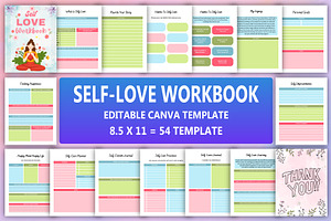 Self-Love Workbook & Planner, a Stationery Template by Designmela01