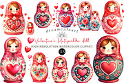 Valentine's Matryoshka Doll Clipart, an Illustration by DreamCafeArt (Thumbnail 1 of 6)