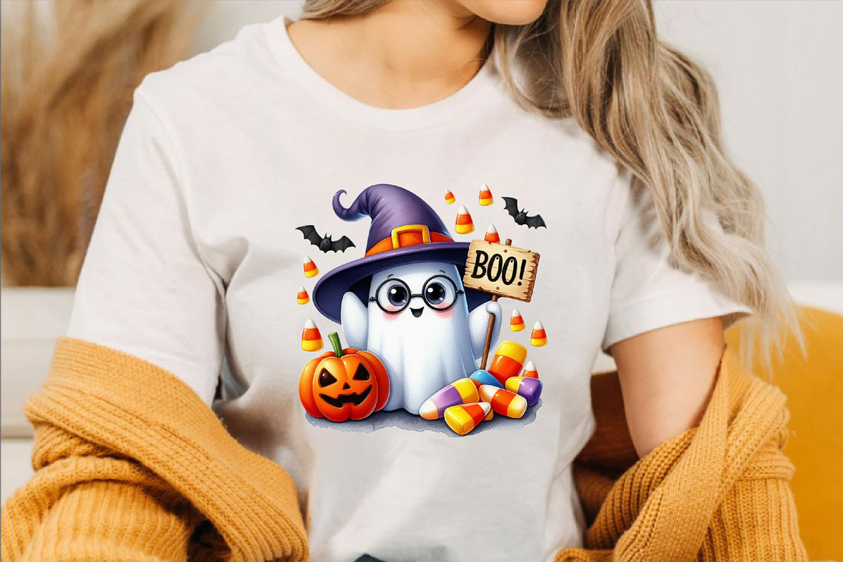 Watercolor Cute Boo Halloween Clipar, an Illustration by SVGArt (Photo 2 of 8)