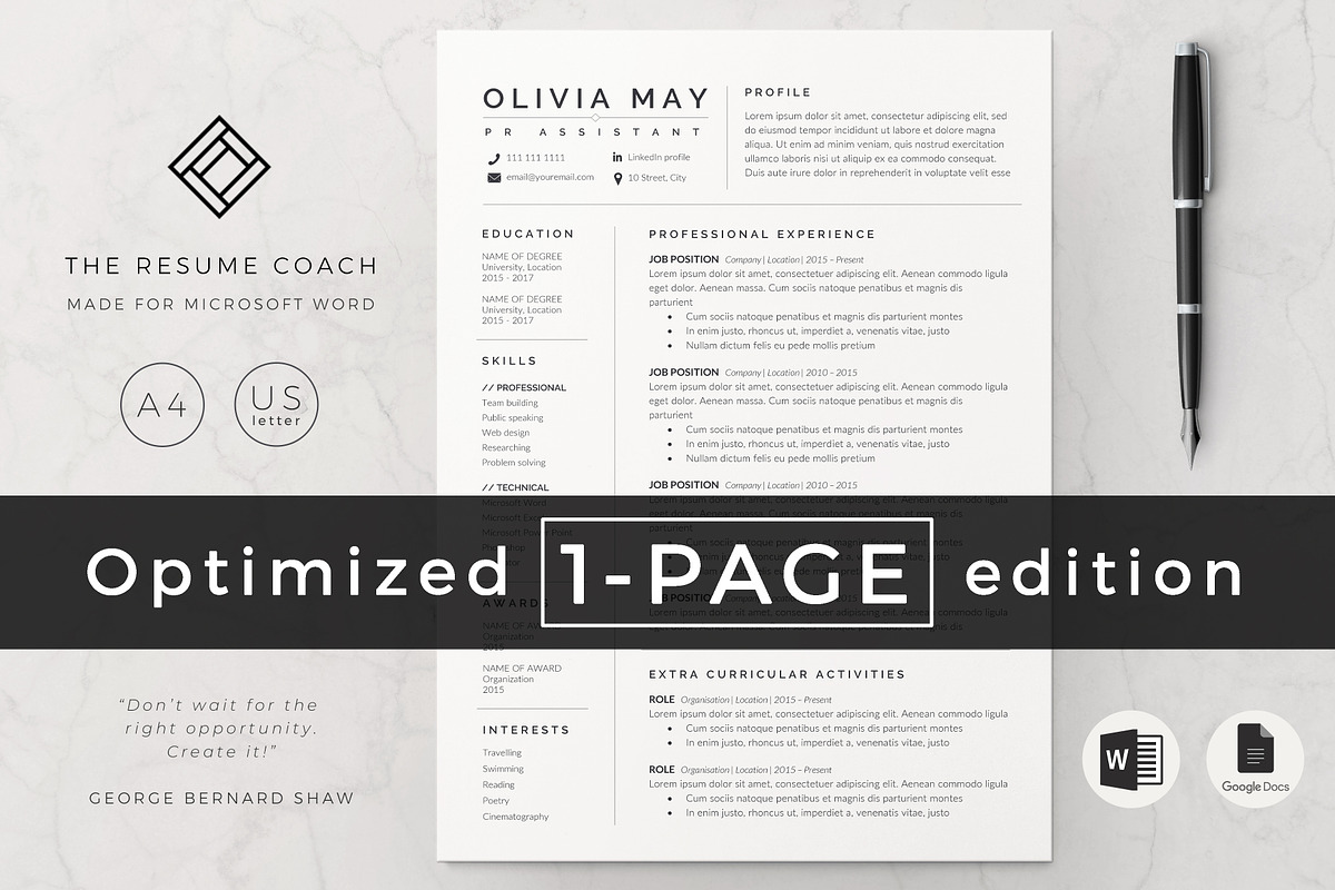 Resume Template / CV, a Resume Template by TheResumeCoach (Photo 6 of 7)