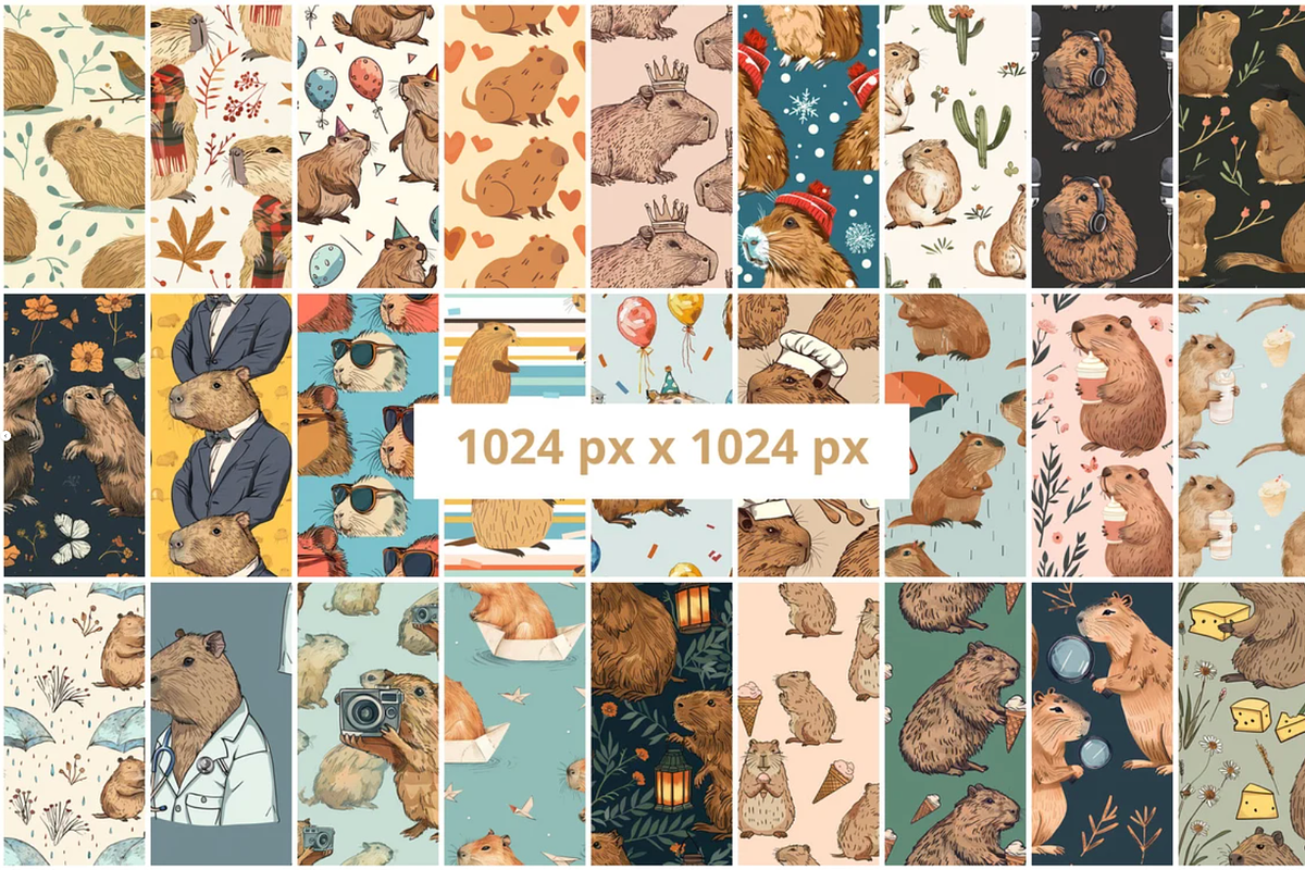 100 Trend Capybara Seamless Patterns, a Pattern Graphic by mkStudioLab (Photo 2 of 4)