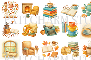 17 Cozy Coffee and Books Clipart, a Decorative Illustration by Pati Charm Studio (Thumbnail 2 of 8)