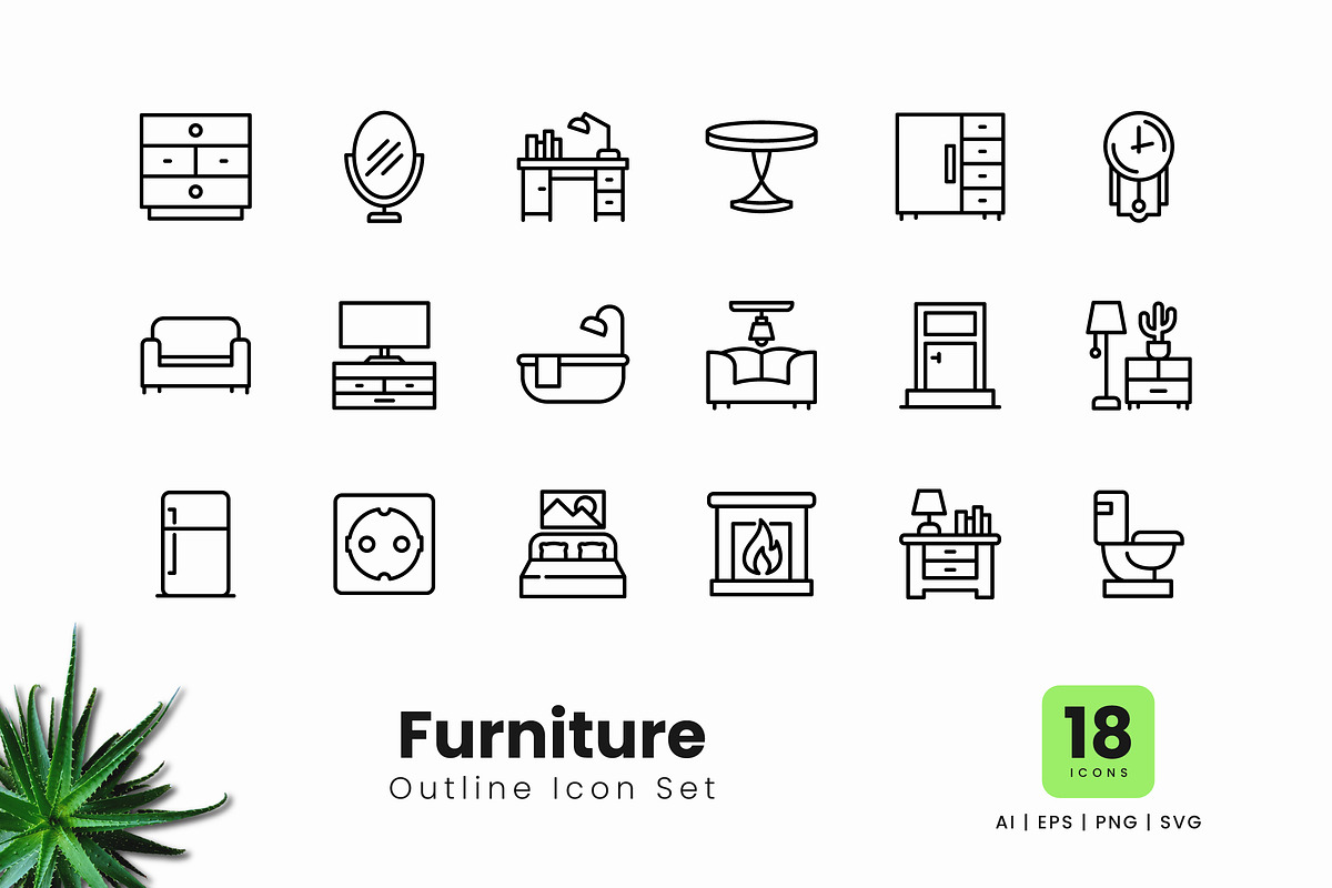Furniture Outline Icons, an Outline Icon by Zeer Graphic (Photo 1 of 2)