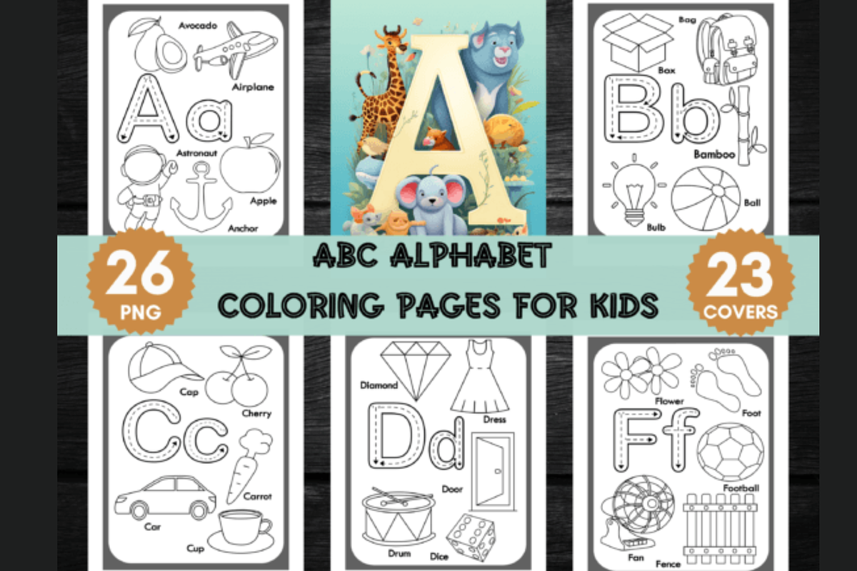 ABC Alphabet Coloring Pages for Kids, an Education Illustration by shopcosm (Photo 1 of 3)