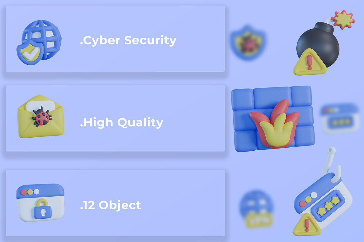 3D Cyber Security Icon Pack, an Object 3D Model by Artnivora.Std (Photo 2 of 4)