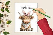 Whimsical Easter Highland Cow Clipar, an Illustration by Creative Art (Thumbnail 5 of 8)