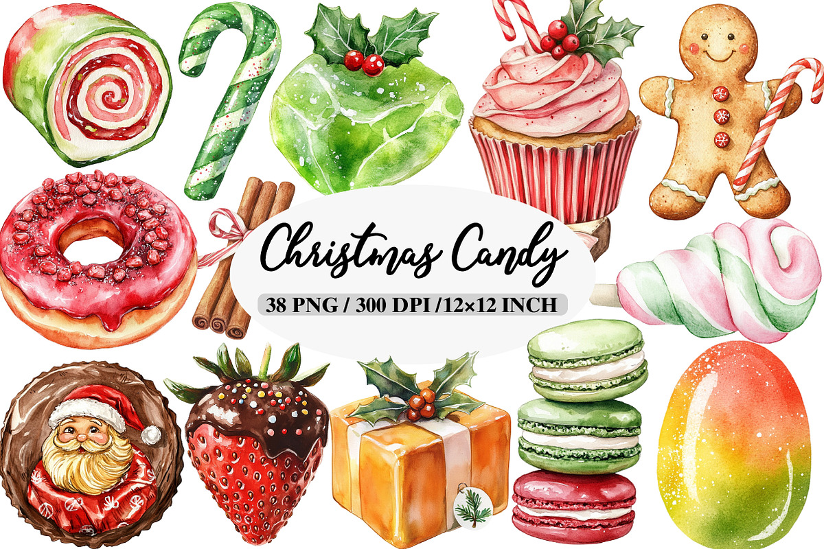 Christmas Candy Sublimation Clipart, an Illustration by Daily.Designs (Photo 1 of 5)
