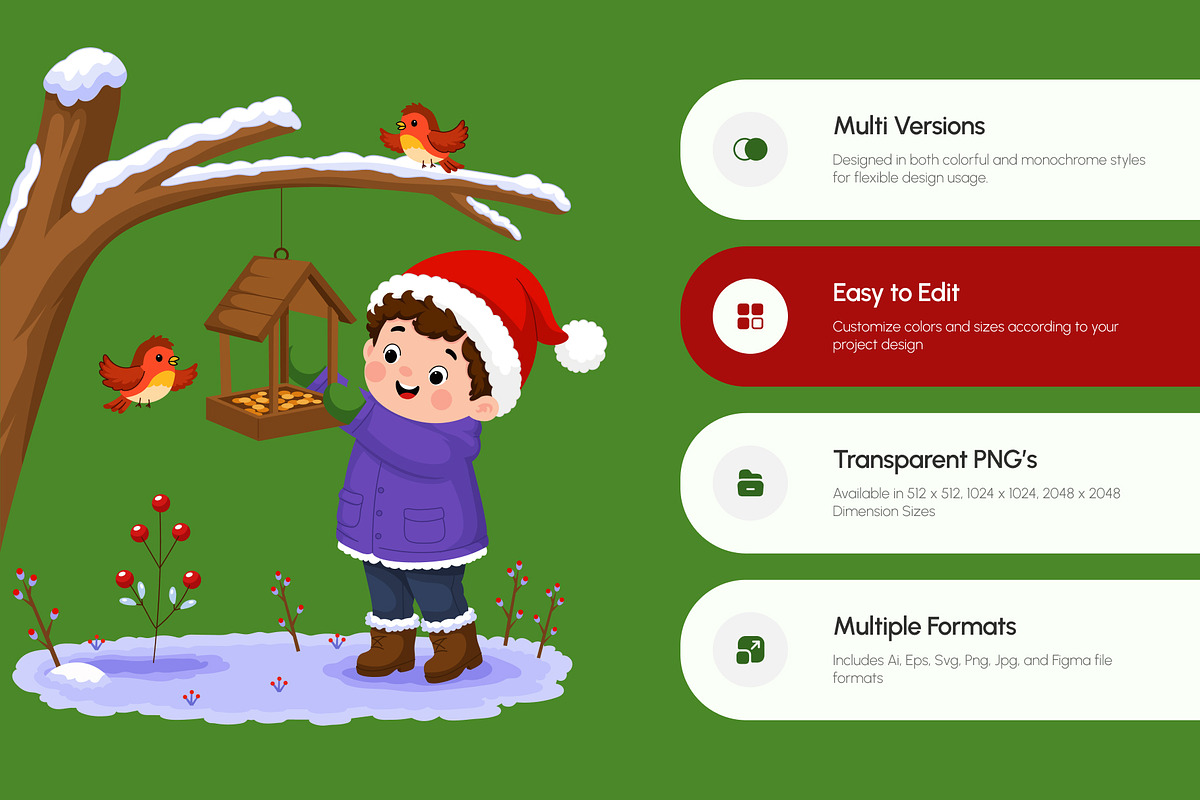 60 Christmas Flat Illustrations, a Decorative Illustration by Brickclay (Photo 2 of 11)