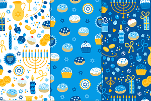 12 Hanukkah Seamless Patterns