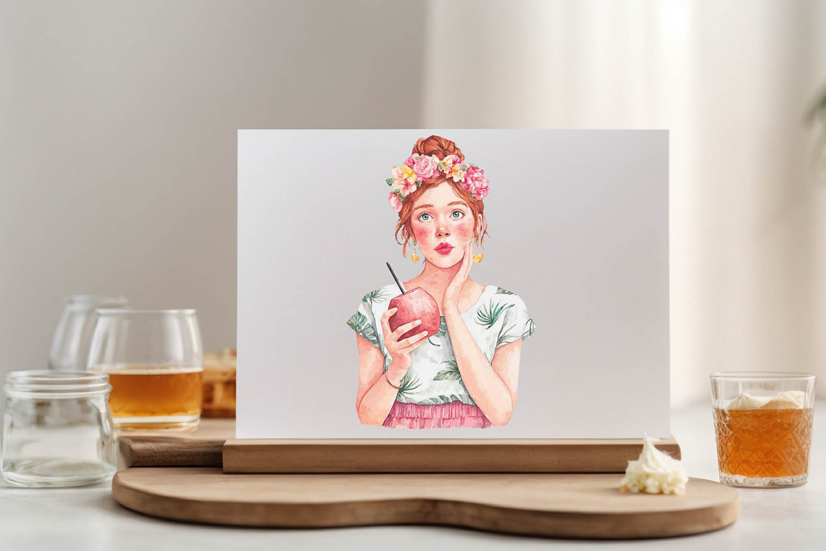 Watercolor Girly Summer Clipart, an Illustration by SVGArt (Photo 6 of 9)