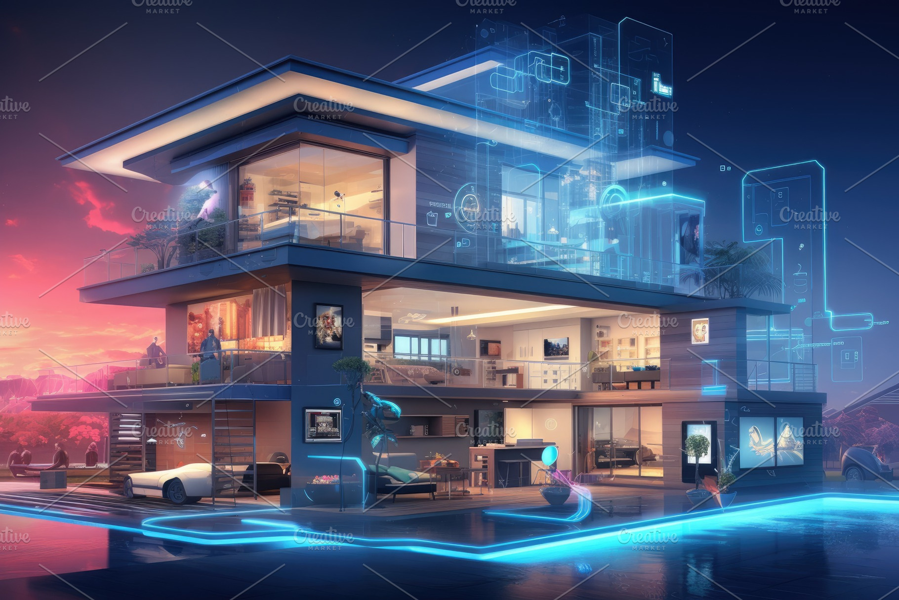 3d rendering of modern cozy house wi, a Photo by Iftikhar Alam