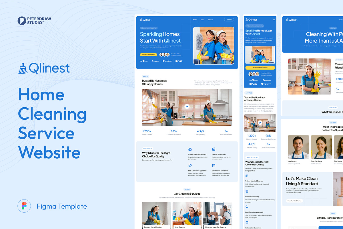 Home Cleaning Service Web UI Figma, an UI Kit Template by peterdraw (Photo 1 of 7)