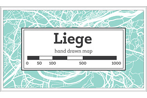 Liege City Map In Retro Style.