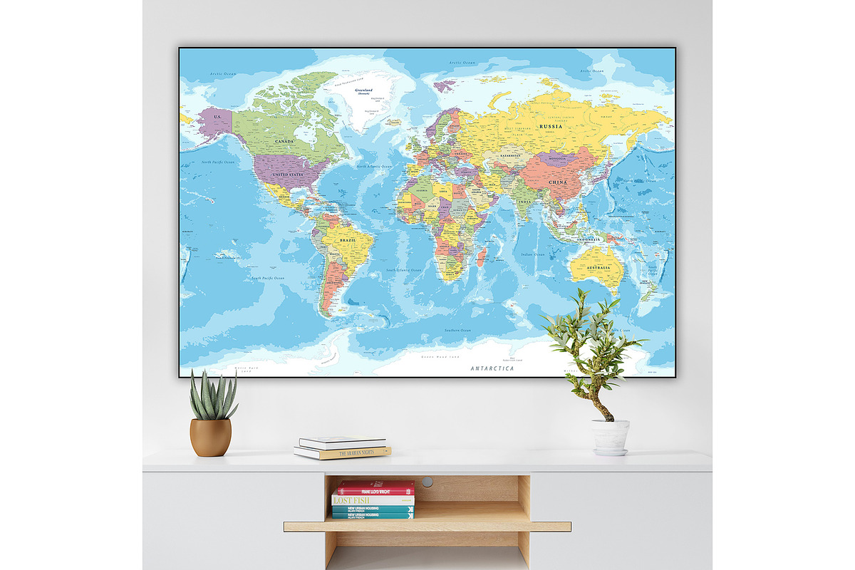 Vector World Map - Large&Detailed, a Decorative Illustration by PorcuPen Works (Photo 8 of 9)