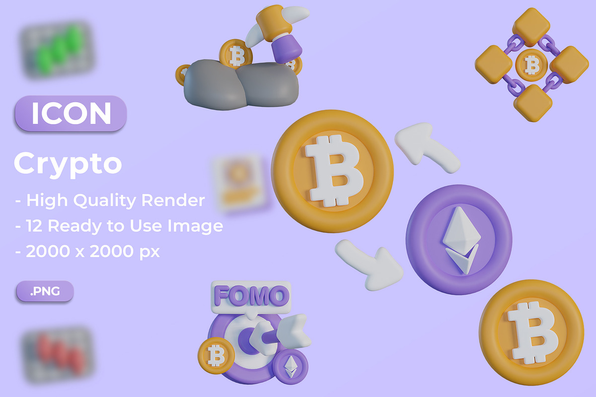 3D Crypto Icon Pack, an Object 3D Model by Artnivora.Std (Photo 1 of 4)