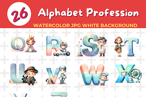 Alphabet Profession watercolor Jpg B, an Education Illustration by John_Walker