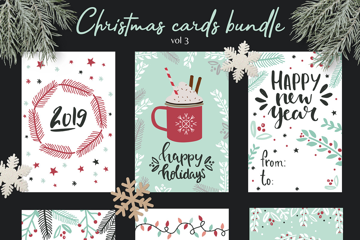 Christmas greeting card bundle, a Texture Illustration by Cozy pattern shop (Photo 4 of 6)