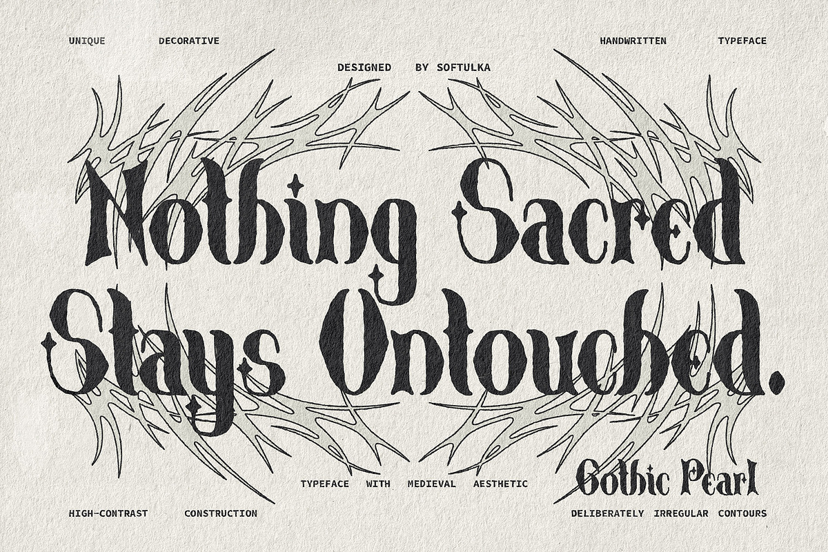 Gothic Pearl Typeface, a Blackletter Font by softulka (Photo 2 of 7)
