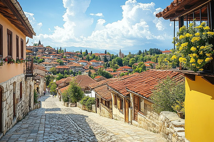 Picturesque streetscape featuring hi, a Background Photo by Pixeness