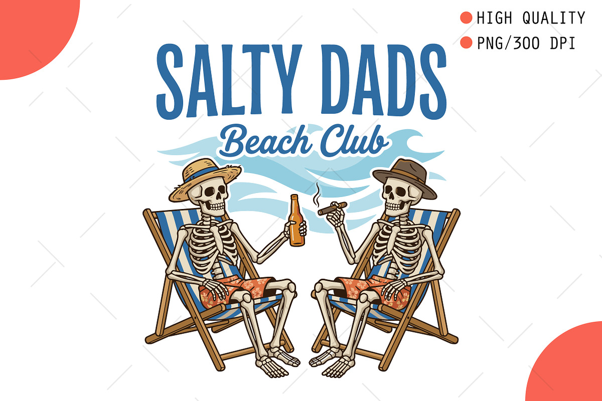 Funny Skeleton Salty Dads Beach Club, an Illustration by OK Design (Photo 1 of 5)