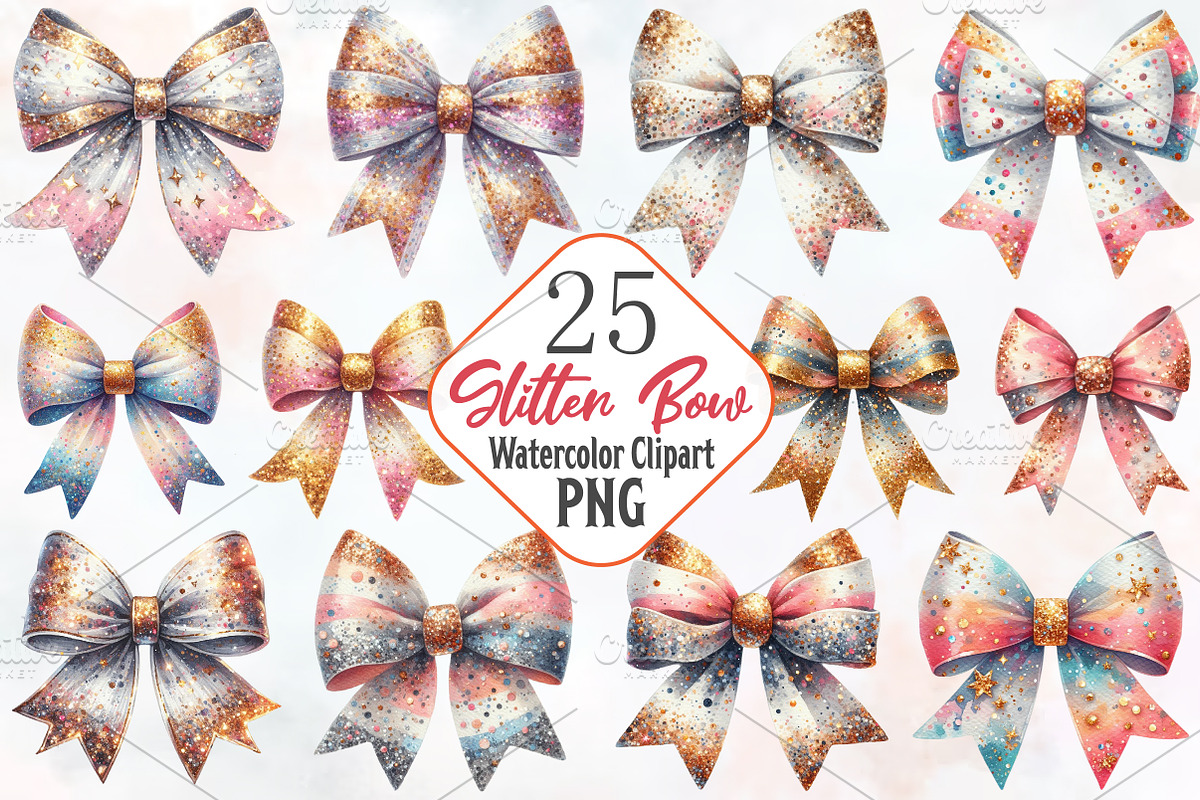 Glitter Bow Clipart, an Illustration by RobertsArt (Photo 1 of 7)