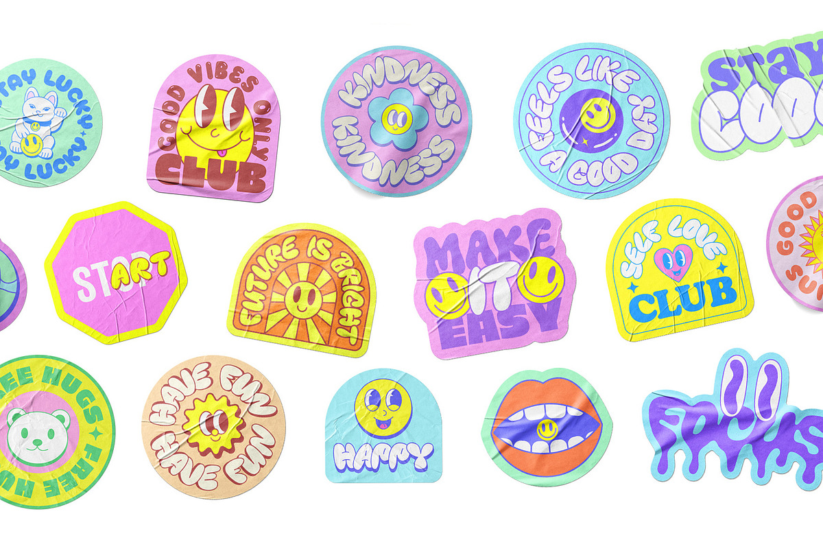 FEEL GOOD STICKERS PACK Y2K DESIGN, an Object Graphic by craftlove (Photo 10 of 10)
