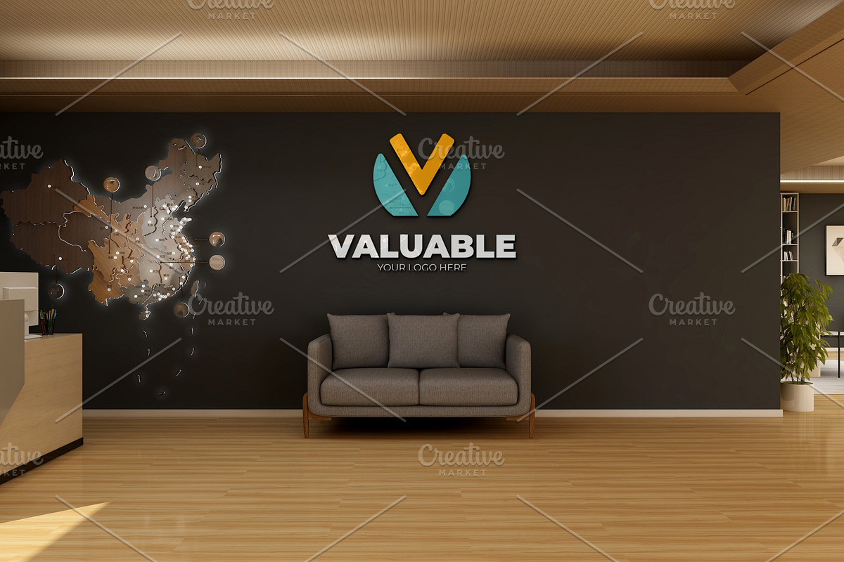 PSD Minimalist Lounge Wall Mockup, a Product Mockup by Ayy (Photo 14 of 15)
