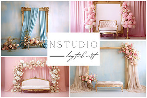 10 Vintage Gold Frames Backdrops
