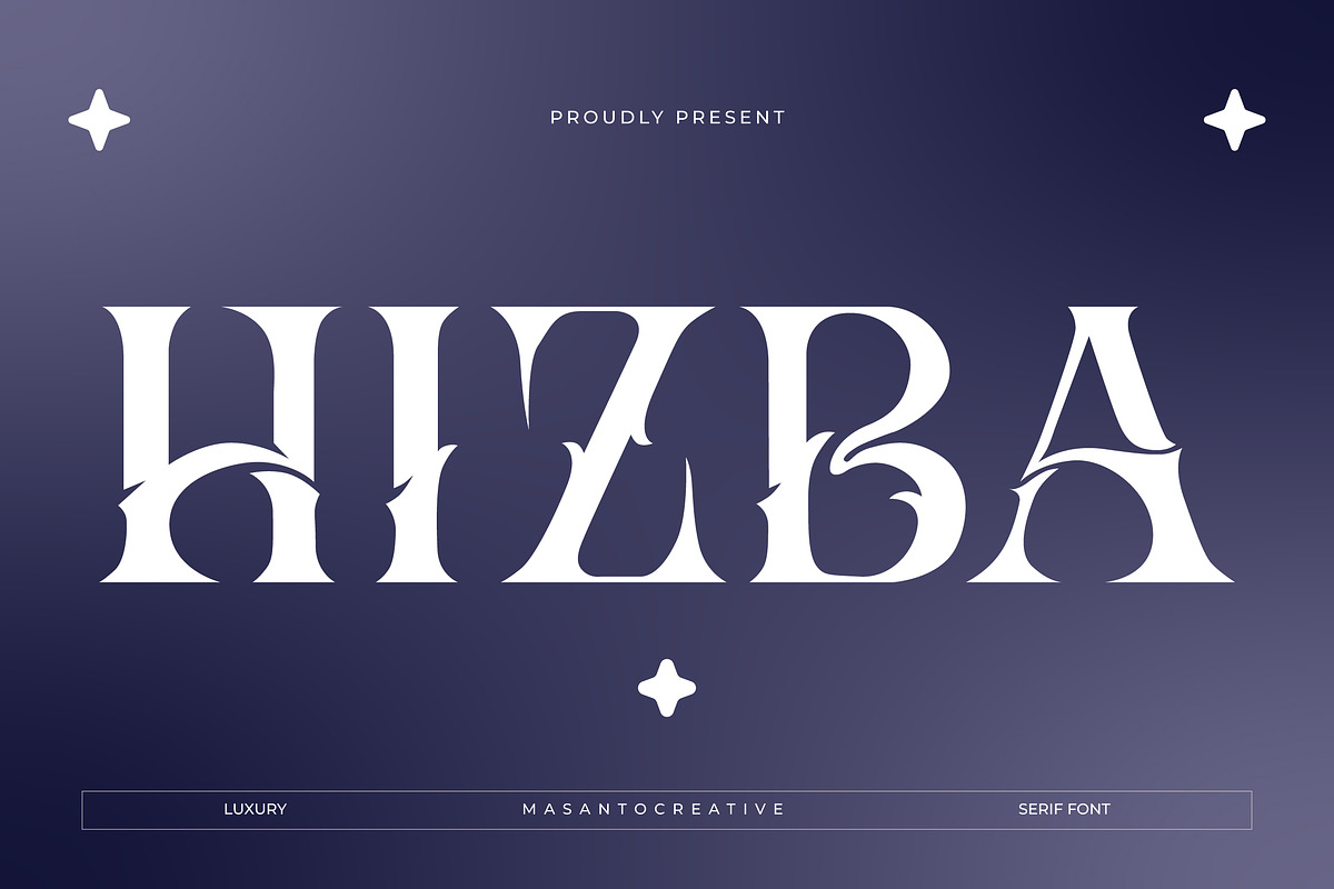 Hizba – Luxury Ornamental Serif Font, a Serif Font by kangfont Studio (Photo 1 of 10)