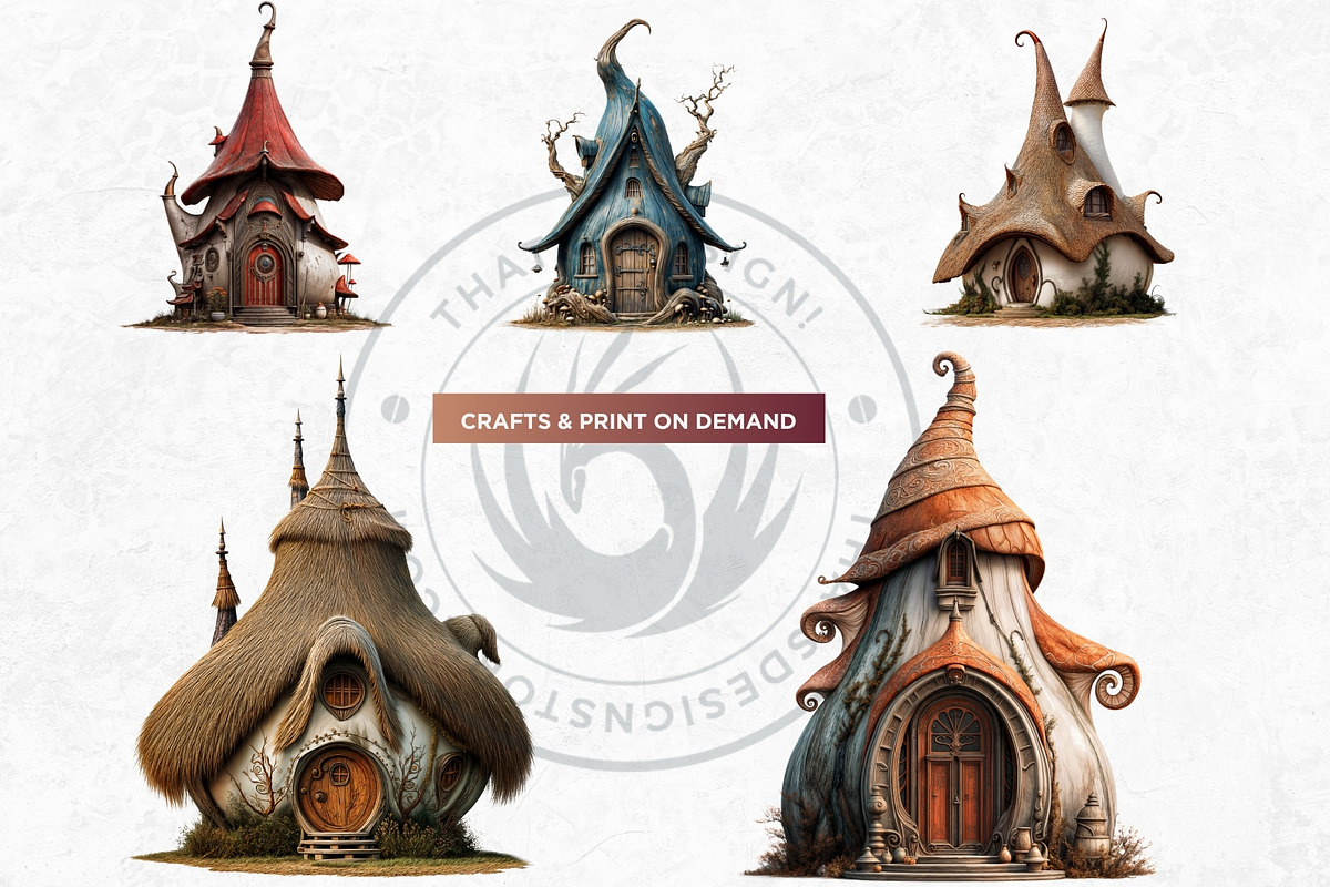 Fairy Tale Houses PNG Clipart Set V2, a Decorative Illustration by ThatsDesignArt (Photo 4 of 10)