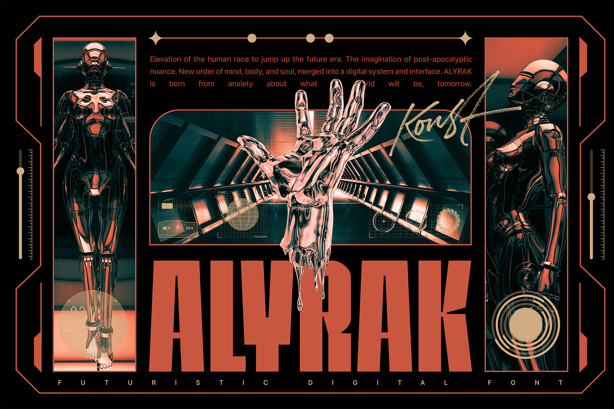 Alyrak - Futuristic Tech Fonts, a Font by Konstantine Studio (Photo 1 of 10)