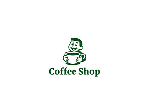 Cartoon Coffee Barista Logo, a Branding & Logo Template by HueNestify