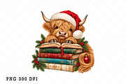 Christmas Highland Cow PNG, a Seasonal Illustration by Watercolor design (Thumbnail 1 of 3)